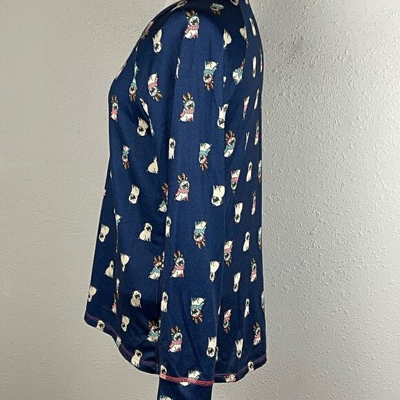 Used Jenni Intimates Womens Blue Reindeer Pug Christmas Pajamas Size M - Picture 3 of 13